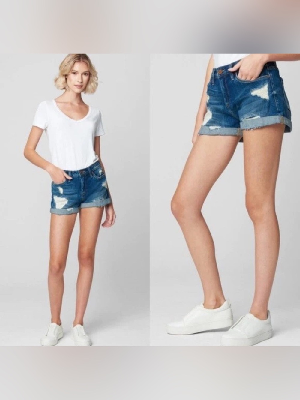 Blank NYC denim shorts (The Fulton) distressed rolled cuffs. Sz 28